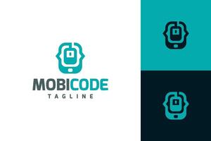 mobile coding logo design vector