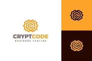 crypto code logo design vector