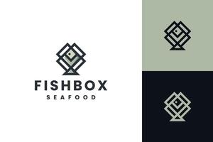 fish box logo design vector