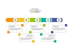 Business process chart infographics with 5 step, timeline infograph elements. Company presentation slide template. Modern info graphic layout design. vector