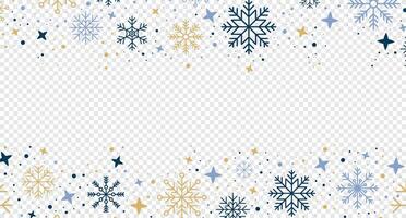 Abstract snowflake border. Snowflakes pattern. Snowfall repeat backdrop. Winter holidays theme. Background with snowflakes. illustration vector