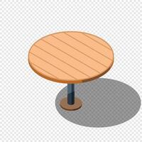 Isometric round table. Wooden round table. Isometric furniture. illustration vector