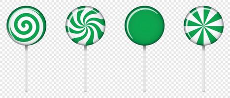Set of lollipop with spiral and ray patterns. Striped twisted candy. Illustration for new years day, winter holiday, dessert, new years event. illustration vector