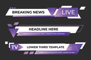 Lower third banner. Broadcast news lower third banner template design. Lower third bar template for breaking news. headline title vector