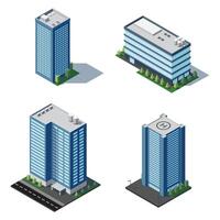 Set of isometric city building. Isometric modern building. Skyscraper building or business office. illustration vector