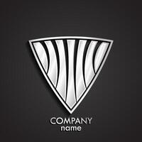 3d abstract triangle shape shiny silver logo vector