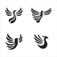 Graceful Bird Silhouette Set vector