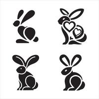 Four Unique Rabbit Outlines vector