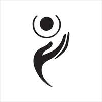 Abstract hand holding a stylized orb, symbolizing care and support. vector
