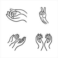 Different Hand Gestures in Outline Style vector