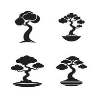 Four Silhouetted Bonsai Trees for Design Inspiration vector