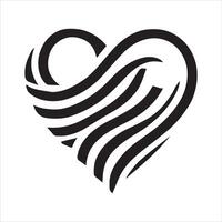 Stylized Heart Shape with Waves vector