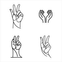 Outline Style Hand Gesture Designs vector