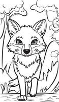fox line art design in nature illustration vector