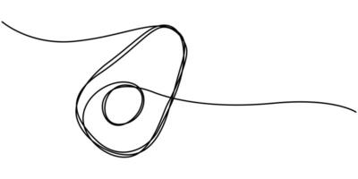 Continuous line drawing representing an avocado with seed illustration vector