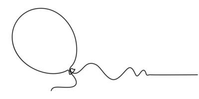 Continuous one line drawing balloon Simple holiday object element vector