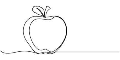 Apple in one line drawing style illustration vector