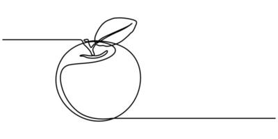 Continuous linear drawing of apple vector