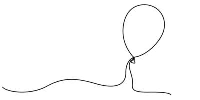 Doodle balloon one continuous line drawing card poster design vector