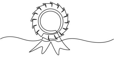 Award badge continuous one line drawing Isolated vector