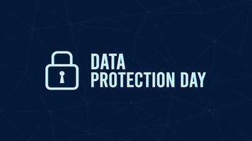 Data Protection Day featuring lock on screen,signifying the safety of information and documents.Horizontal Design template for poster for National Cybersecurity Awareness Month.Holiday theme vector