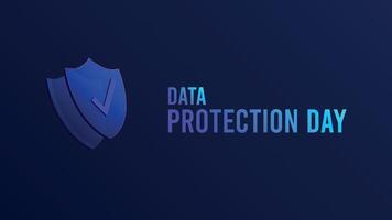 Data Protection Day featuring Lock on Screen,Representing Secure Information, Documents.Poster National Cyber security or Cybersecurity Awareness Month banner design template.Holiday concept. vector