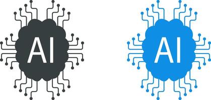 Flat illustration of artificial intelligence in the form of a brain vector