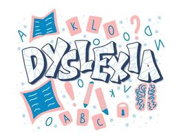 Dyslexia stylized text. word with decor. vector