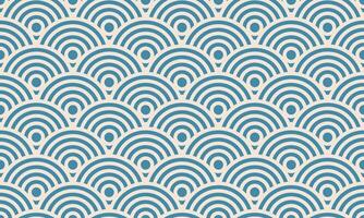 Serene Seigaiha Waves. Seamless pattern of overlapping teal semicircles on a beige background. vector