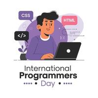 Stylized Coders Celebrating International Programmers Day vector