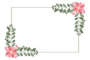 Rectangular Frame With Leaf And Love Flower Decoration vector