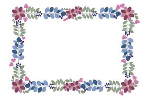 Rectangular Frame With Beautiful Leaves And Love Flowers vector