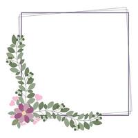 Lovely Square Frame With Green Leaf And Flowers Decoration vector