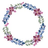 Circle Frame Border With Green Leaf And Flower Decoration vector