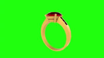 Unique gold ring design with red gemstone against bright background video