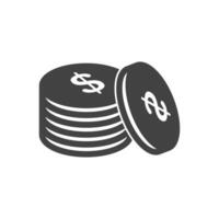 Dollar cents icon single coin, penny design element isolate vector