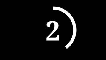 5 seconds countdown timer with white circle countdown animation and white number countdown on black background video