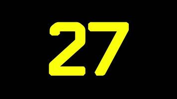 30 seconds countdown timer with bold yellow countdown animation on black background suitable for educational materials about numbers, counting and tech themes video