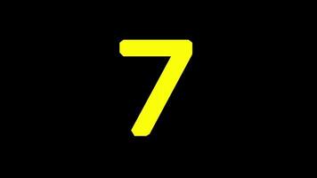 10 seconds countdown timer with bold yellow countdown animation on black background suitable for educational materials about numbers, counting and tech themes video