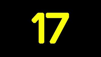 20 seconds countdown timer with bold yellow countdown animation on black background suitable for educational materials about numbers, counting and tech themes video