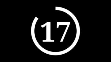 20 seconds countdown timer with white circle countdown animation and white number countdown on black background video