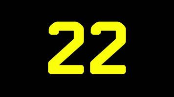 25 seconds countdown timer with bold yellow countdown animation on black background suitable for educational materials about numbers, counting and tech themes video