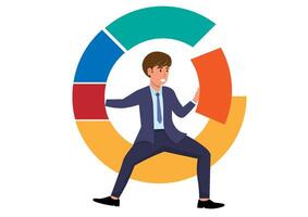 Investment asset allocation and balancing concept Businessman investors make pie charts to balance their portfolios to suit risk and return. vector