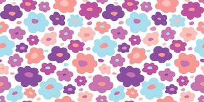 Seamless pattern with abstract multicolored flowers. Summer simple print with bloom. vector