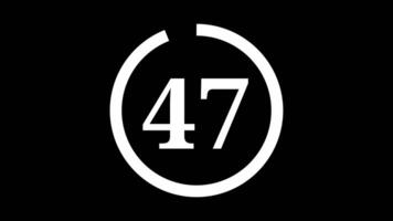 50 seconds countdown timer with white circle countdown animation and white number countdown on black background video