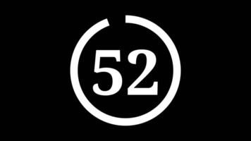 55 seconds countdown timer with white circle countdown animation and white number countdown on black background video
