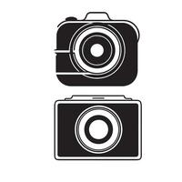 Minimalistic Black and White Camera Icon with Circular Lens Design vector