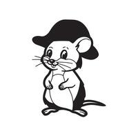 Full Body Field Mouse Outline Bold Line Art vector