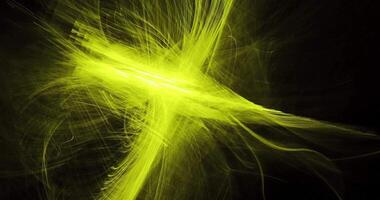 Abstract Design In Yellow Lines Curves Particles On Dark Background video