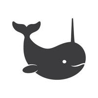 Black silhouette illustration of a narwhal vector